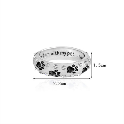 Pet paw print diamond ring