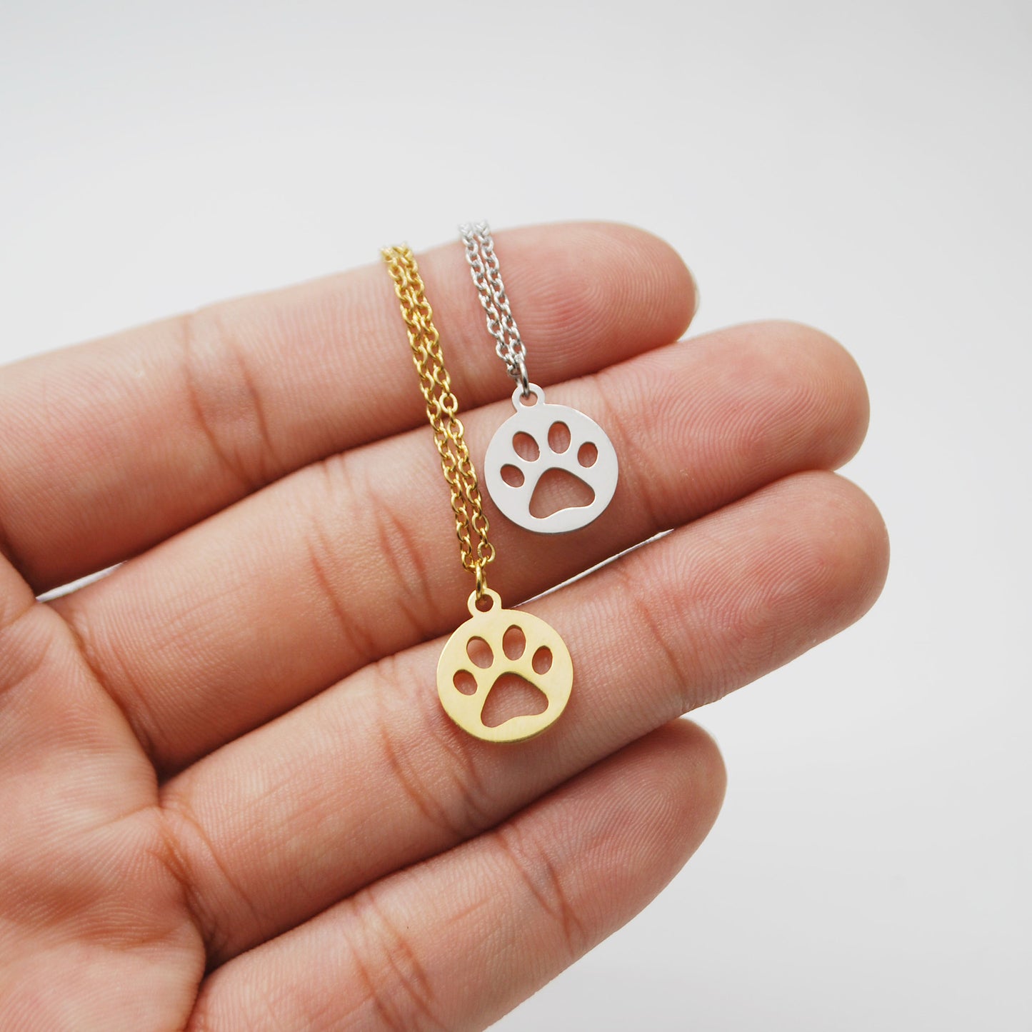 Titanium Steel Dog/Cat Paw Cat Paw Print Necklace