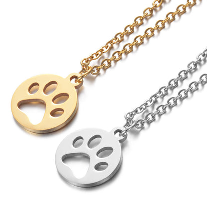 Titanium Steel Dog/Cat Paw Cat Paw Print Necklace