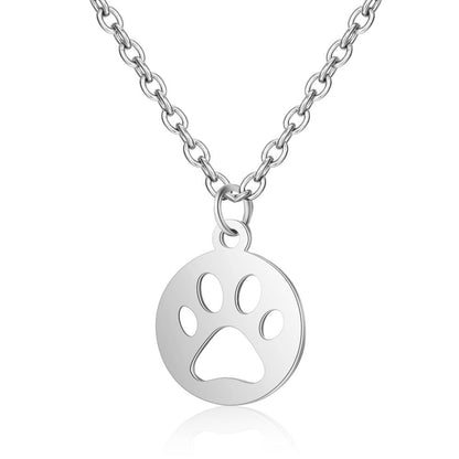 Titanium Steel Dog/Cat Paw Cat Paw Print Necklace