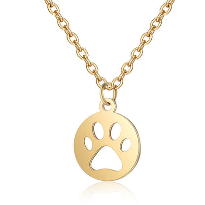 Titanium Steel Dog/Cat Paw Cat Paw Print Necklace