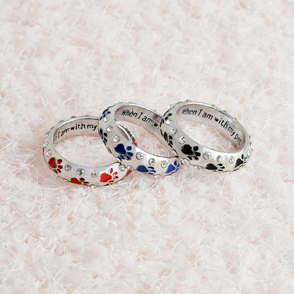 Pet paw print diamond ring