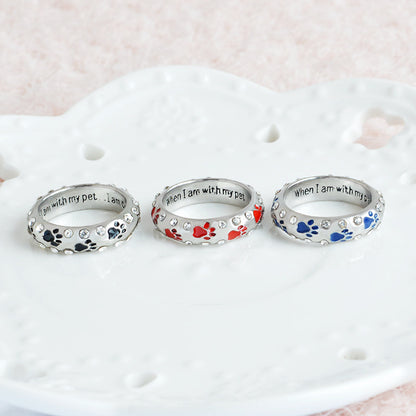 Pet paw print diamond ring