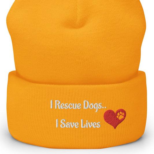 I Rescue Dogs Cuffed Beanie