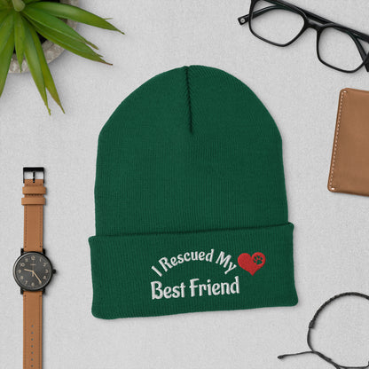 Embroidered I Rescued My Best Friend Cuffed Beanie