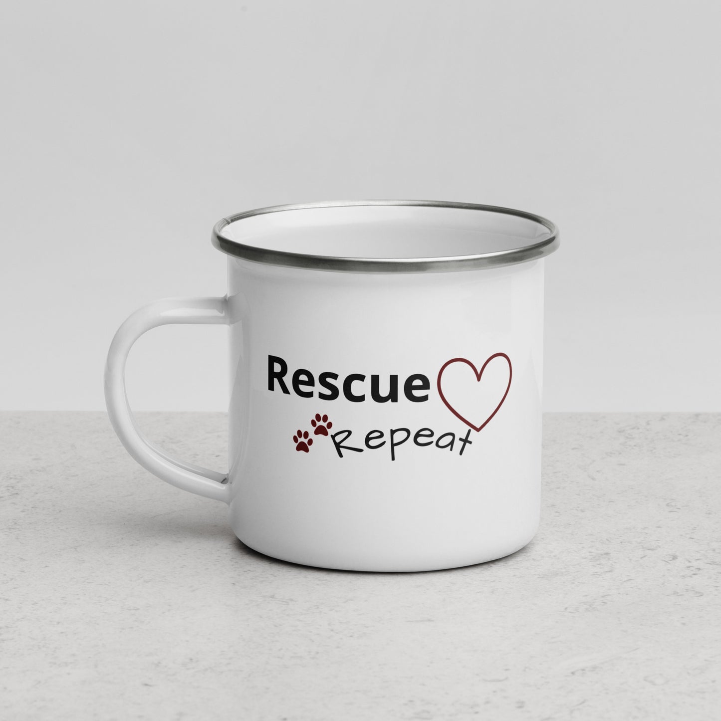 Rescue Love Repeat Enamel Mug