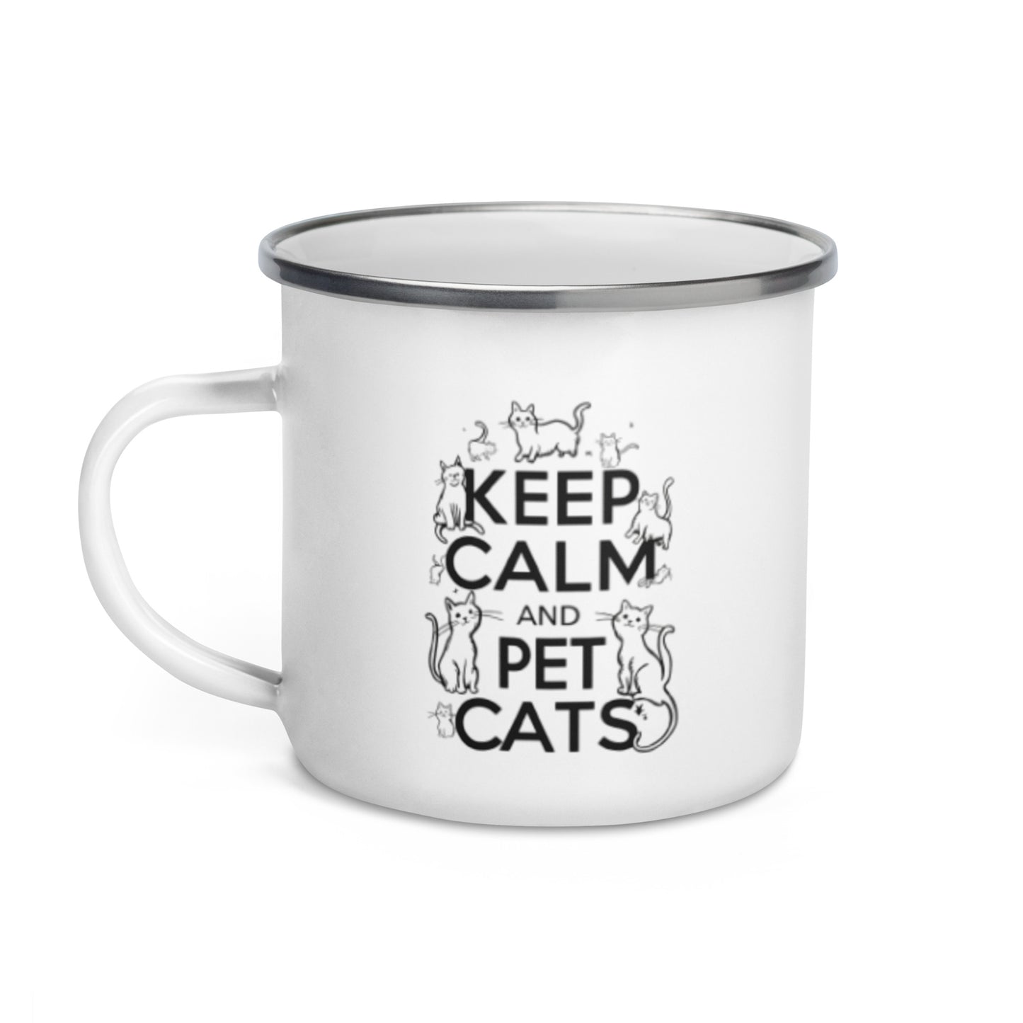 Keep Calm and Pet Cats Enamel Mug